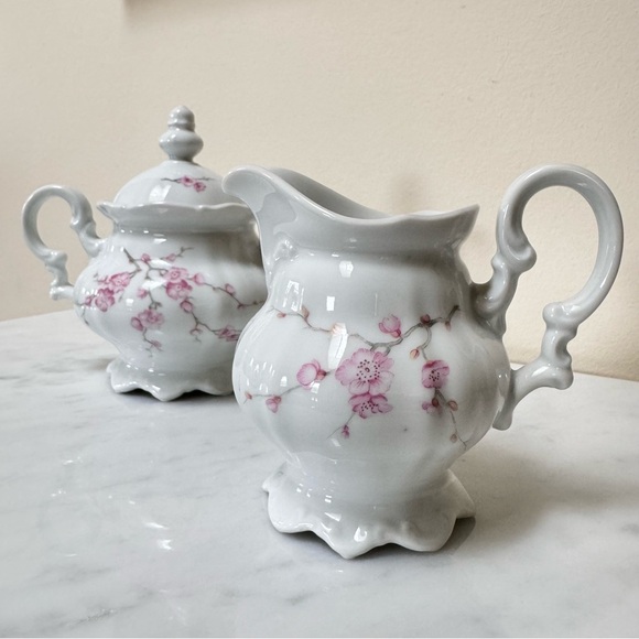 Vintage 1814 Hutschenreuther Germany Sylvia Lidded Sugar Bowl & Creamer Set - Picture 10 of 13